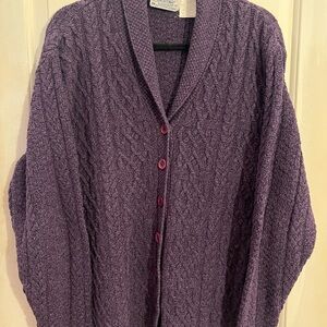 Northern Reflections Purple Cable Knit Button-Up Cardigan